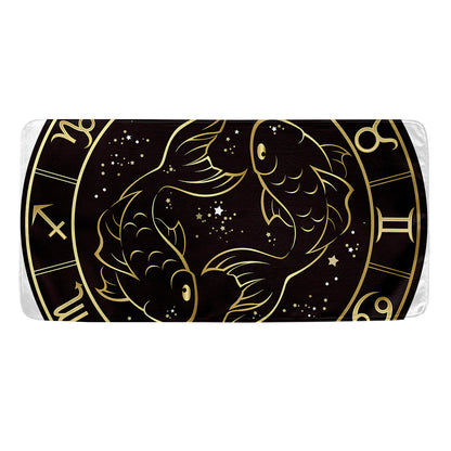 Gold And Black Pisces Sign Print Towel