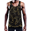 Gold And Black Pisces Sign Print Men's Workout Tank Top
