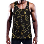 Gold And Black Pisces Sign Print Training Tank Top