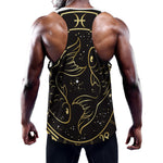 Gold And Black Pisces Sign Print Training Tank Top