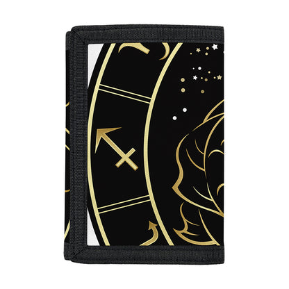 Gold And Black Pisces Sign Print Trifold Wallet