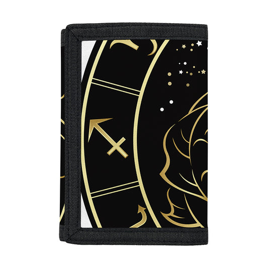 Gold And Black Pisces Sign Print Trifold Wallet
