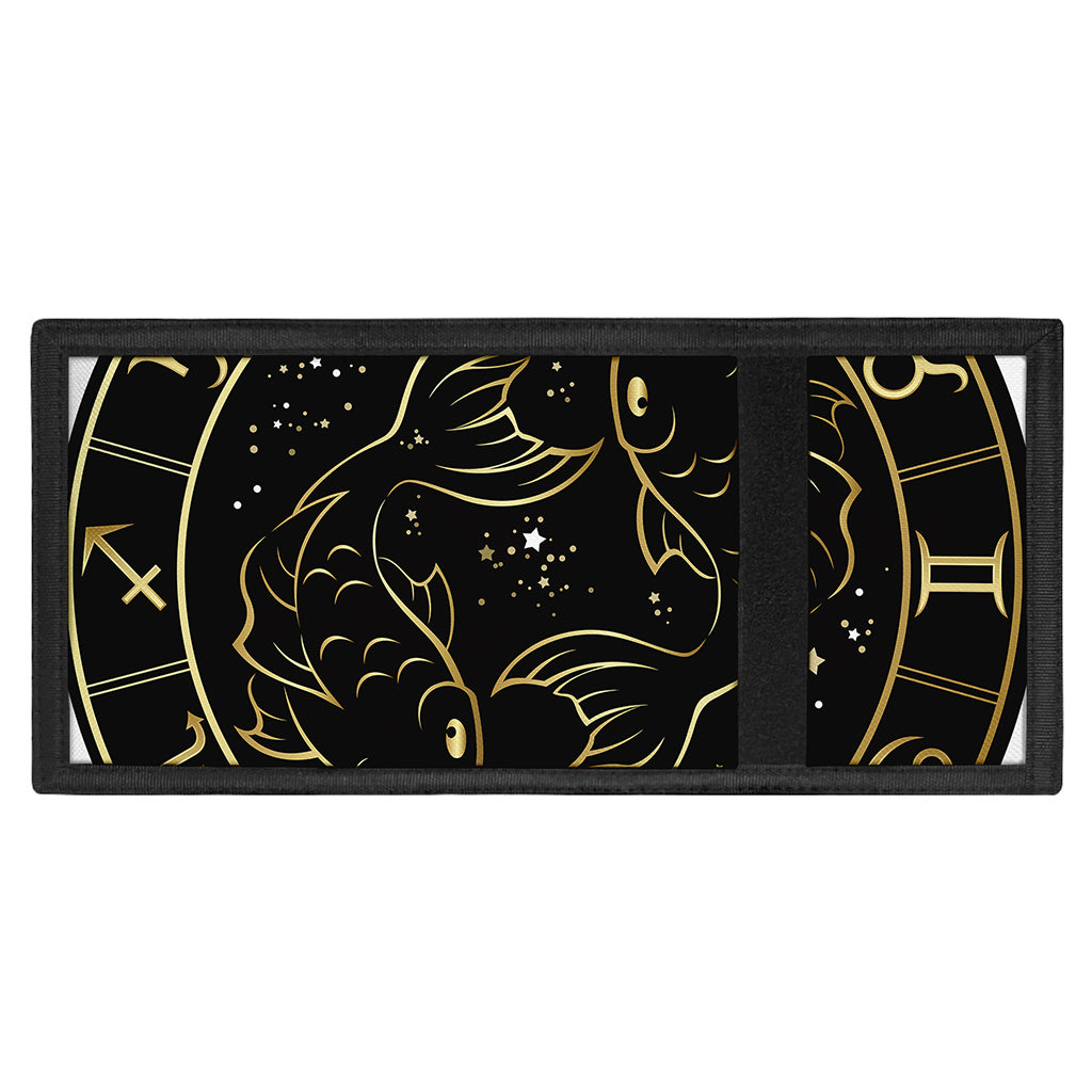 Gold And Black Pisces Sign Print Trifold Wallet