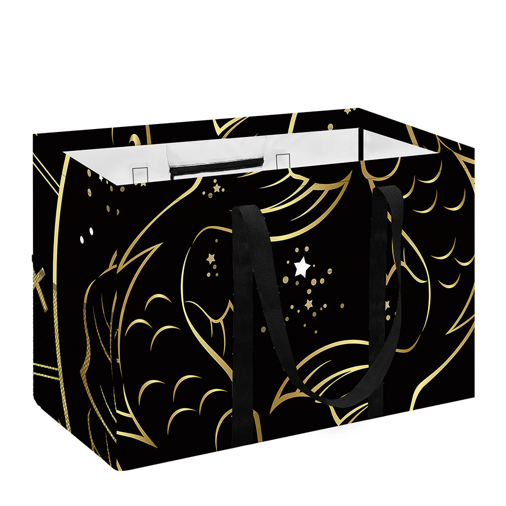 Gold And Black Pisces Sign Print Utility Tote Bag