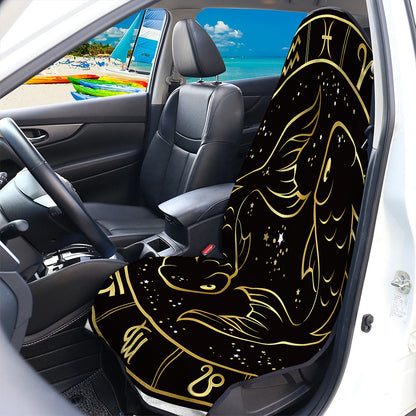 Gold And Black Pisces Sign Print Waterproof Car Seat Cover