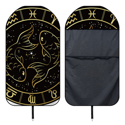 Gold And Black Pisces Sign Print Waterproof Car Seat Cover