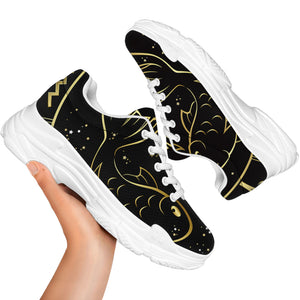 Gold And Black Pisces Sign Print White Chunky Shoes