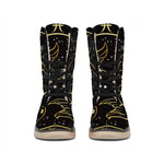 Gold And Black Pisces Sign Print Winter Boots