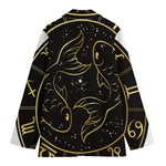 Gold And Black Pisces Sign Print Women's Cotton Blazer