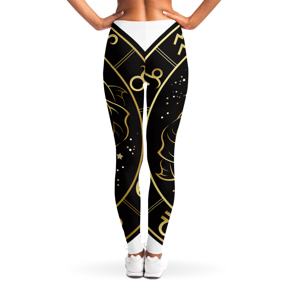 Gold And Black Pisces Sign Print Women's Leggings