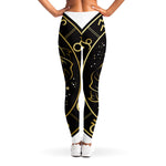 Gold And Black Pisces Sign Print Women's Leggings