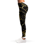 Gold And Black Pisces Sign Print Women's Leggings