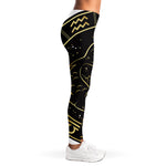 Gold And Black Pisces Sign Print Women's Leggings