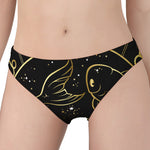 Gold And Black Pisces Sign Print Women's Panties