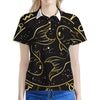 Gold And Black Pisces Sign Print Women's Polo Shirt