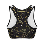 Gold And Black Pisces Sign Print Women's Sports Bra