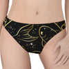 Gold And Black Pisces Sign Print Women's Thong