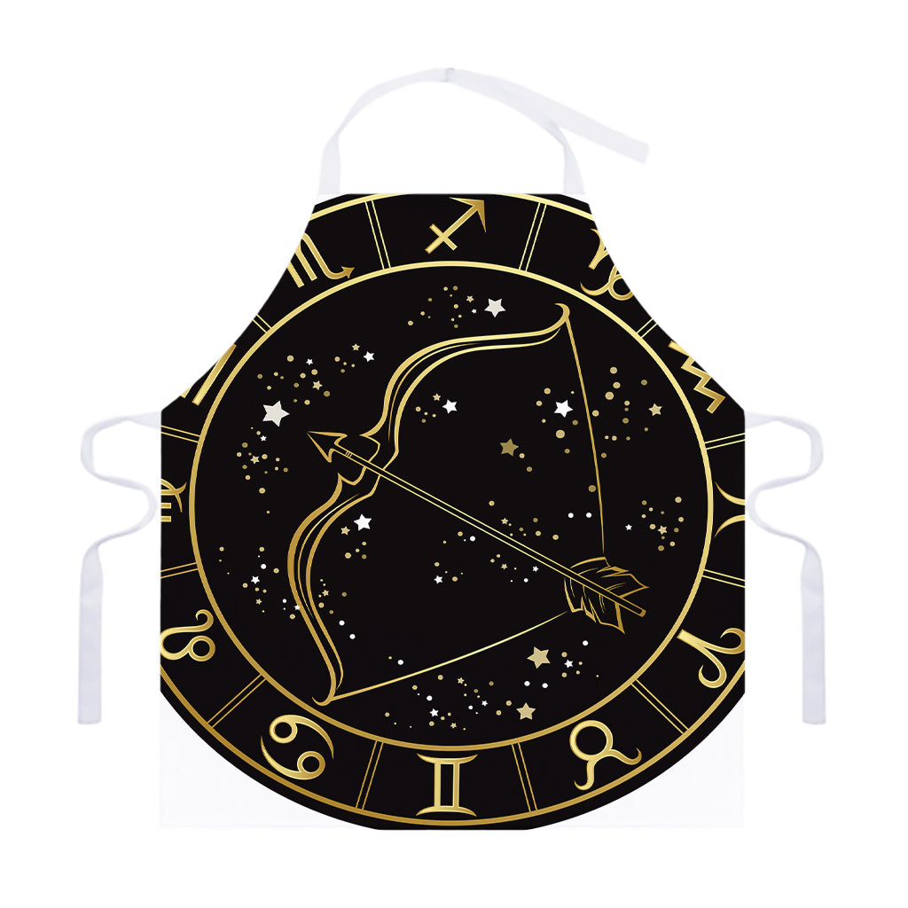 Gold And Black Sagittarius Sign Print Adjustable Apron