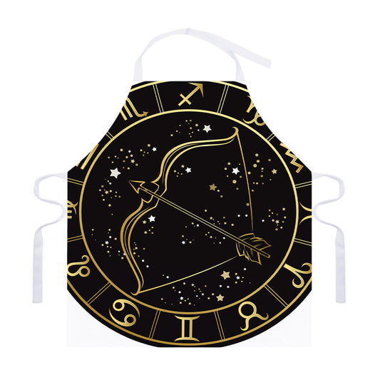 Gold And Black Sagittarius Sign Print Adjustable Apron