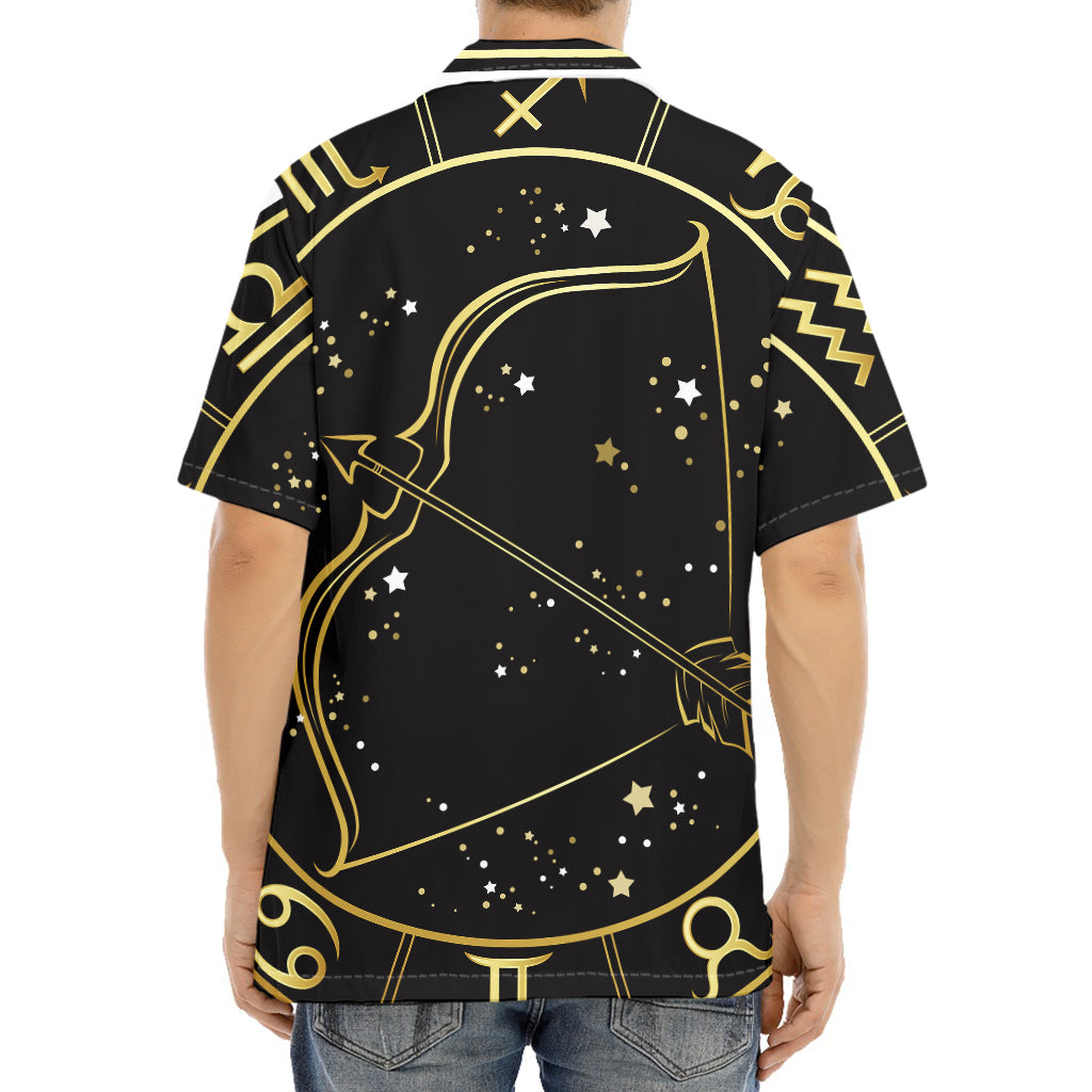 Gold And Black Sagittarius Sign Print Aloha Shirt