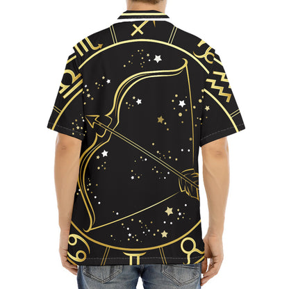 Gold And Black Sagittarius Sign Print Aloha Shirt