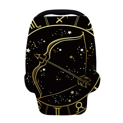 Gold And Black Sagittarius Sign Print Baby Seat Cover