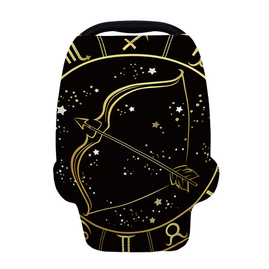 Gold And Black Sagittarius Sign Print Baby Seat Cover