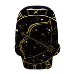 Gold And Black Sagittarius Sign Print Baby Seat Cover