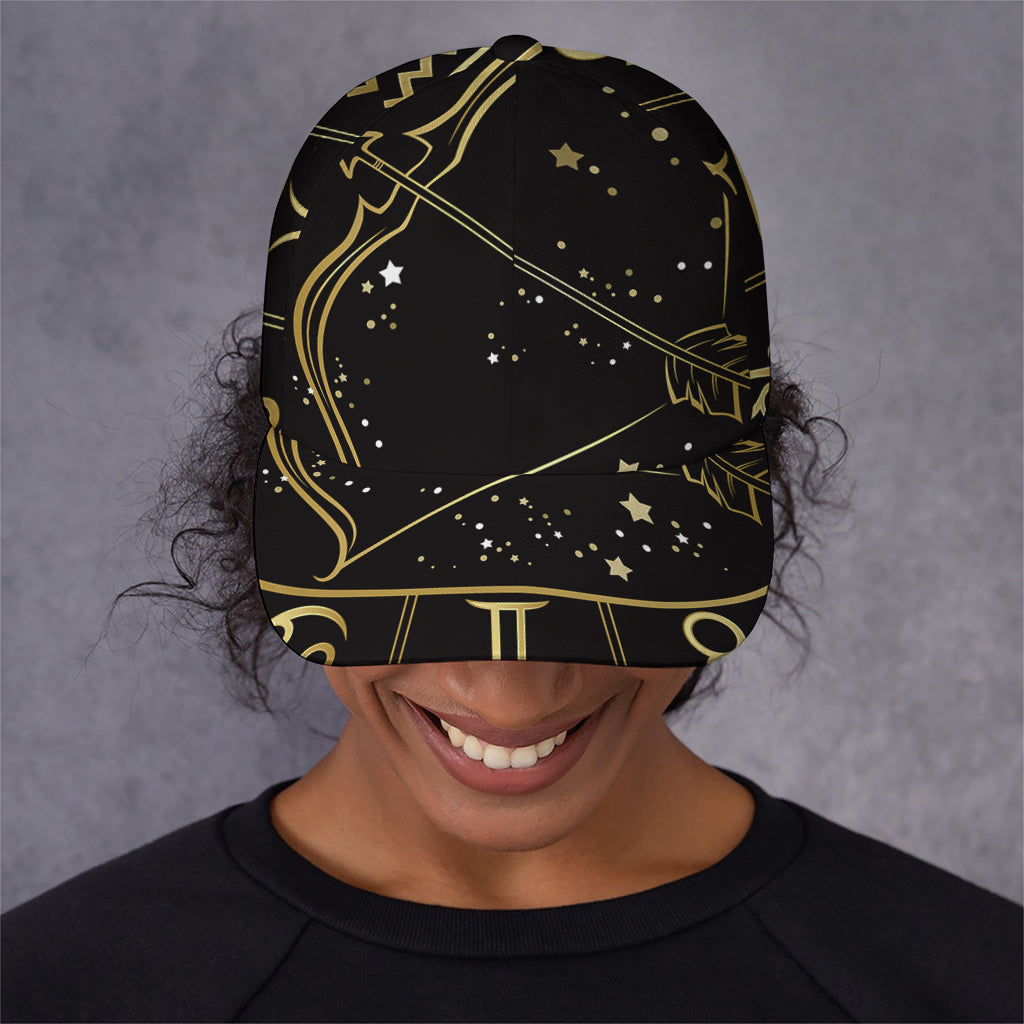 Gold And Black Sagittarius Sign Print Baseball Cap