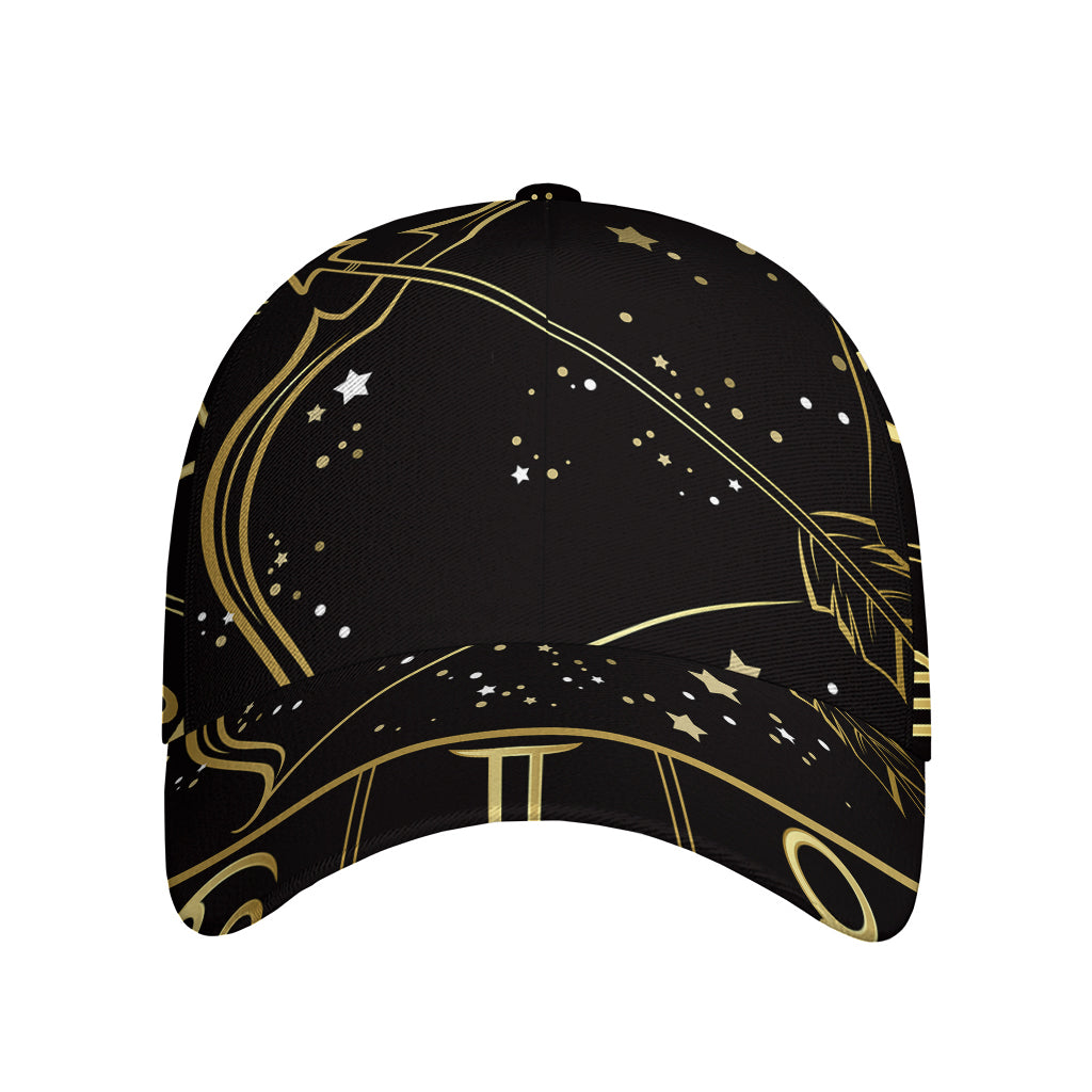 Gold And Black Sagittarius Sign Print Baseball Cap