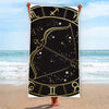 Gold And Black Sagittarius Sign Print Beach Towel