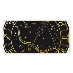 Gold And Black Sagittarius Sign Print Beach Towel