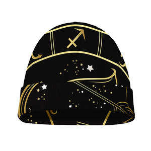 Gold And Black Sagittarius Sign Print Beanie