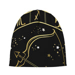 Gold And Black Sagittarius Sign Print Beanie