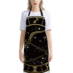 Gold And Black Sagittarius Sign Print Bib Apron With Pocket