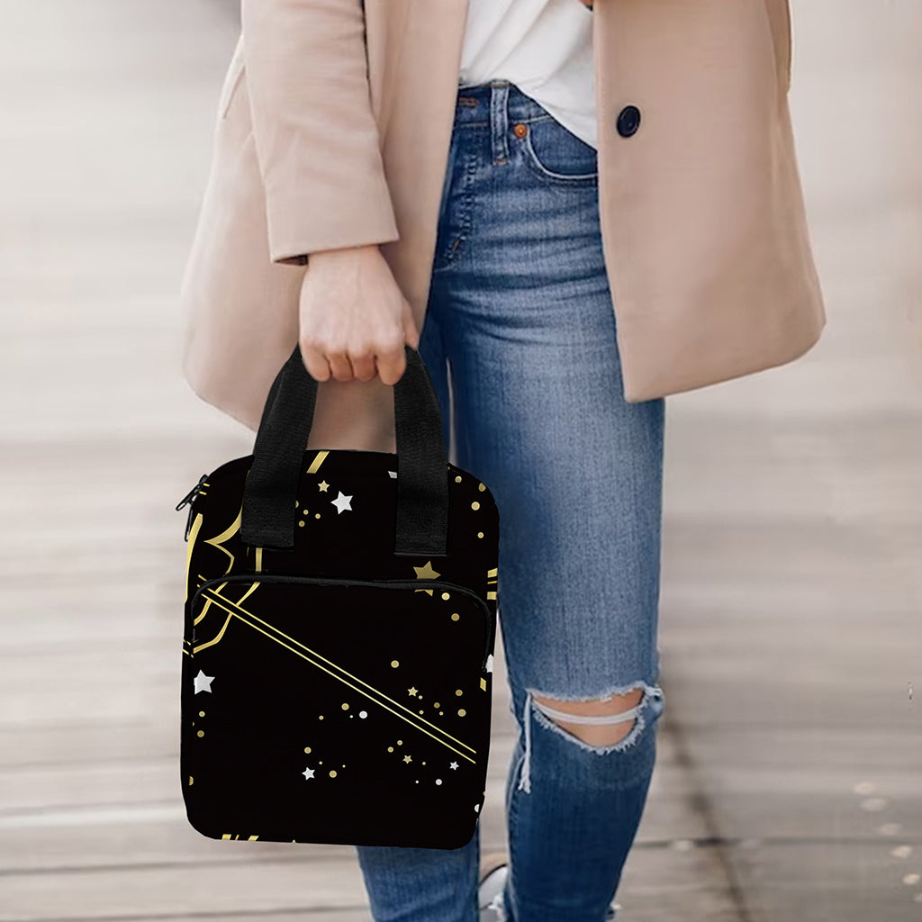 Gold And Black Sagittarius Sign Print Bible Tote Bag