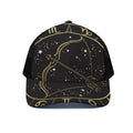 Gold And Black Sagittarius Sign Print Black Mesh Trucker Hat