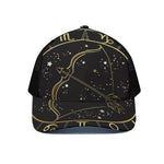 Gold And Black Sagittarius Sign Print Black Mesh Trucker Cap