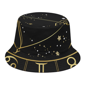 Gold And Black Sagittarius Sign Print Bucket Hat