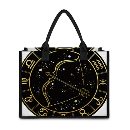 Gold And Black Sagittarius Sign Print Canvas Tote Bag