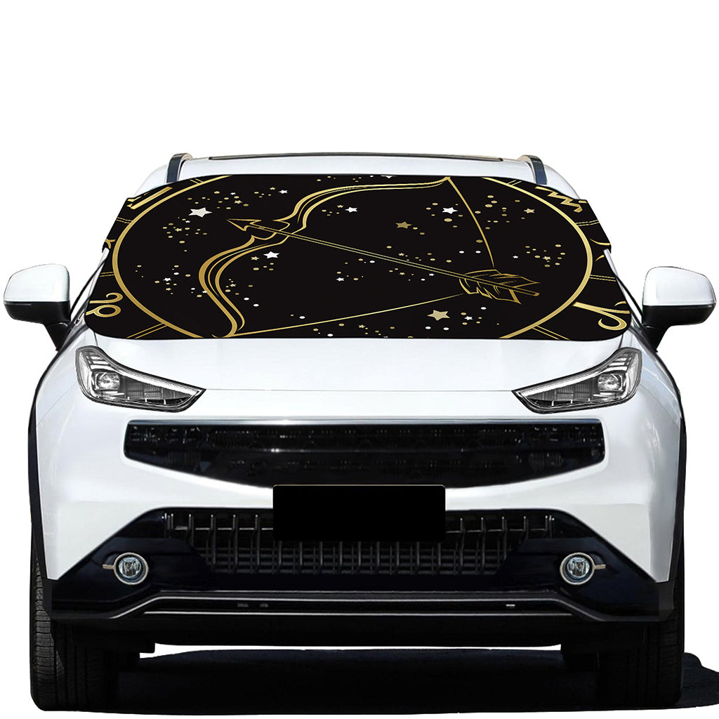 Gold And Black Sagittarius Sign Print Car Windshield Snow Cover