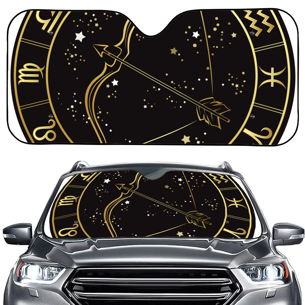 Gold And Black Sagittarius Sign Print Car Windshield Sun Shade