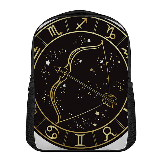 Gold And Black Sagittarius Sign Print Casual Backpack