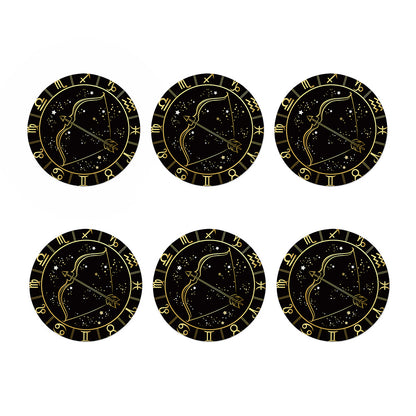Gold And Black Sagittarius Sign Print Coaster Set