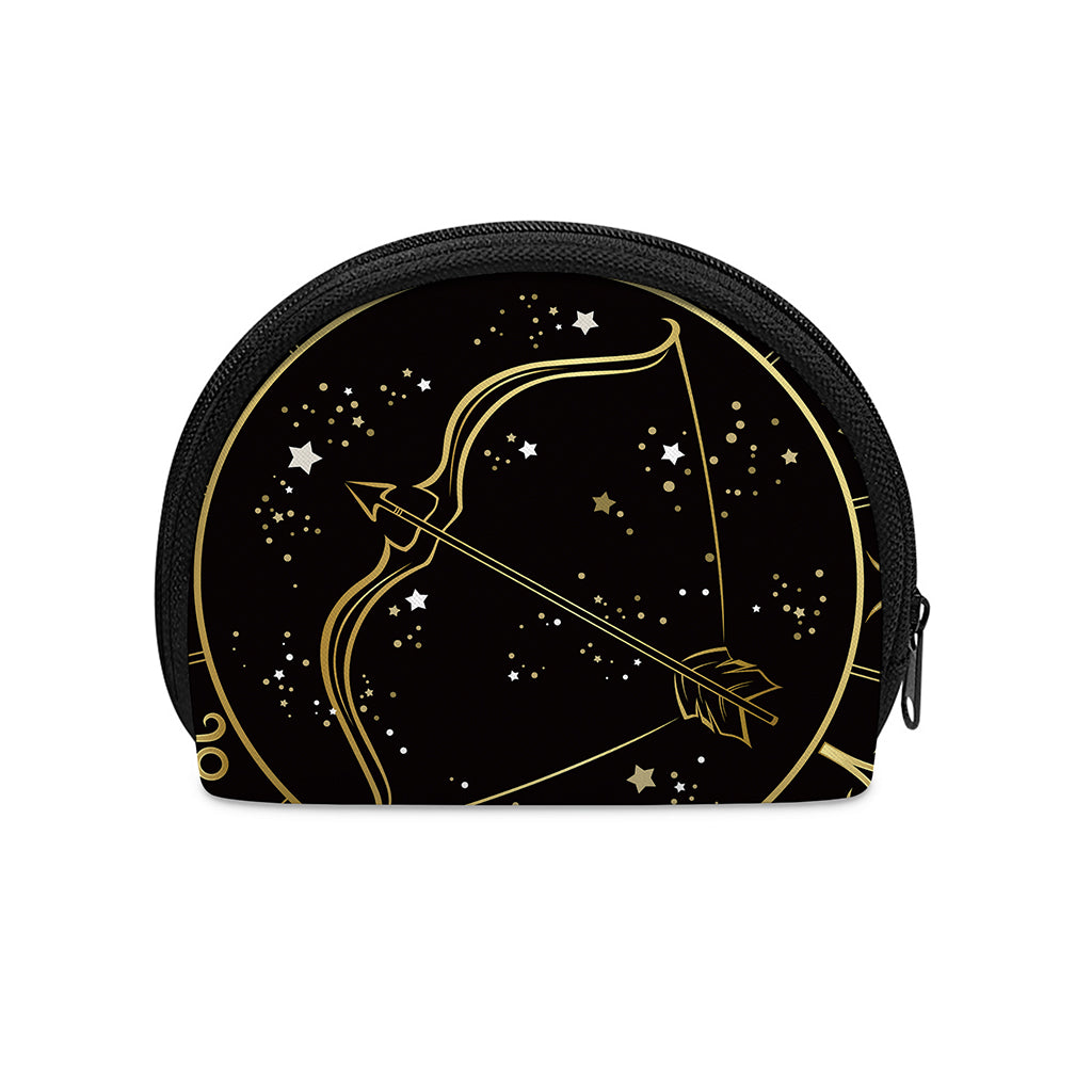 Gold And Black Sagittarius Sign Print Coin Purse