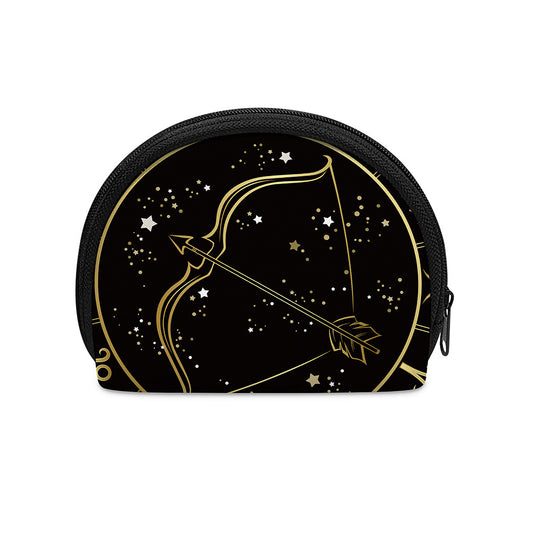 Gold And Black Sagittarius Sign Print Coin Purse