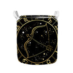 Gold And Black Sagittarius Sign Print Collapsible Laundry Basket
