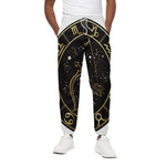 Gold And Black Sagittarius Sign Print Cotton Pants