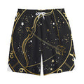 Gold And Black Sagittarius Sign Print Cotton Shorts