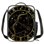 Gold And Black Sagittarius Sign Print Crossbody Lunch Bag